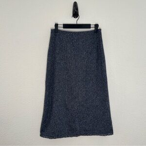 Banana Republic Blue Wool Silk Blend Tweed Lace Trim Midi Pencil Skirt 2 Career